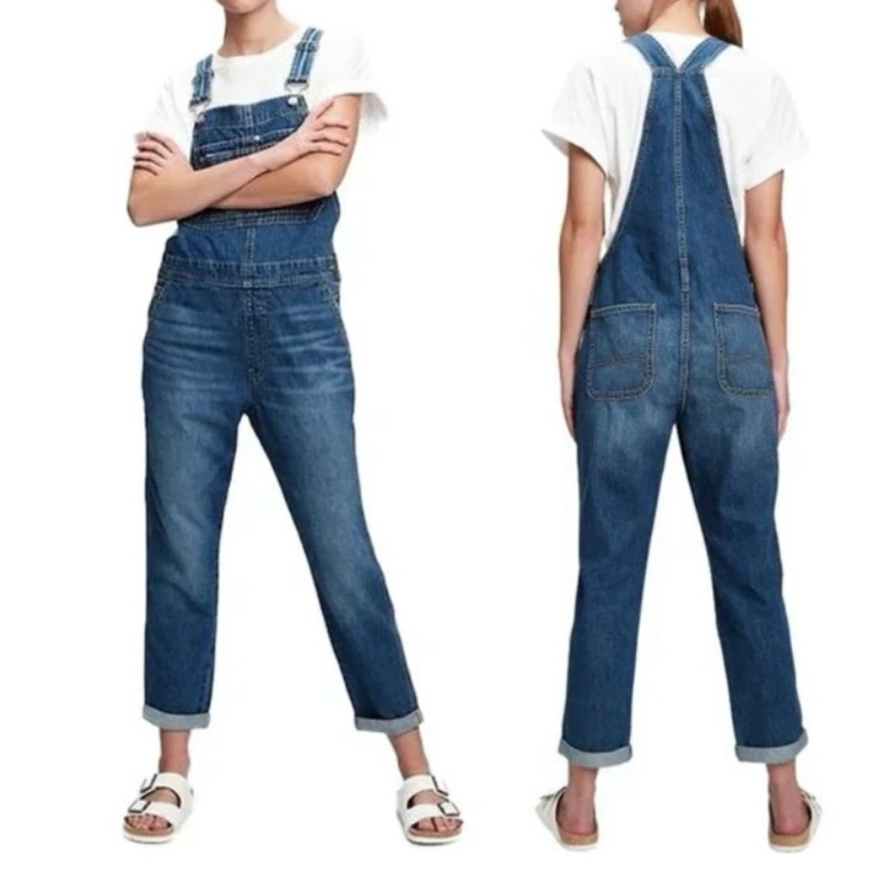 GAP Blue Denim Overalls with Metal Buckles